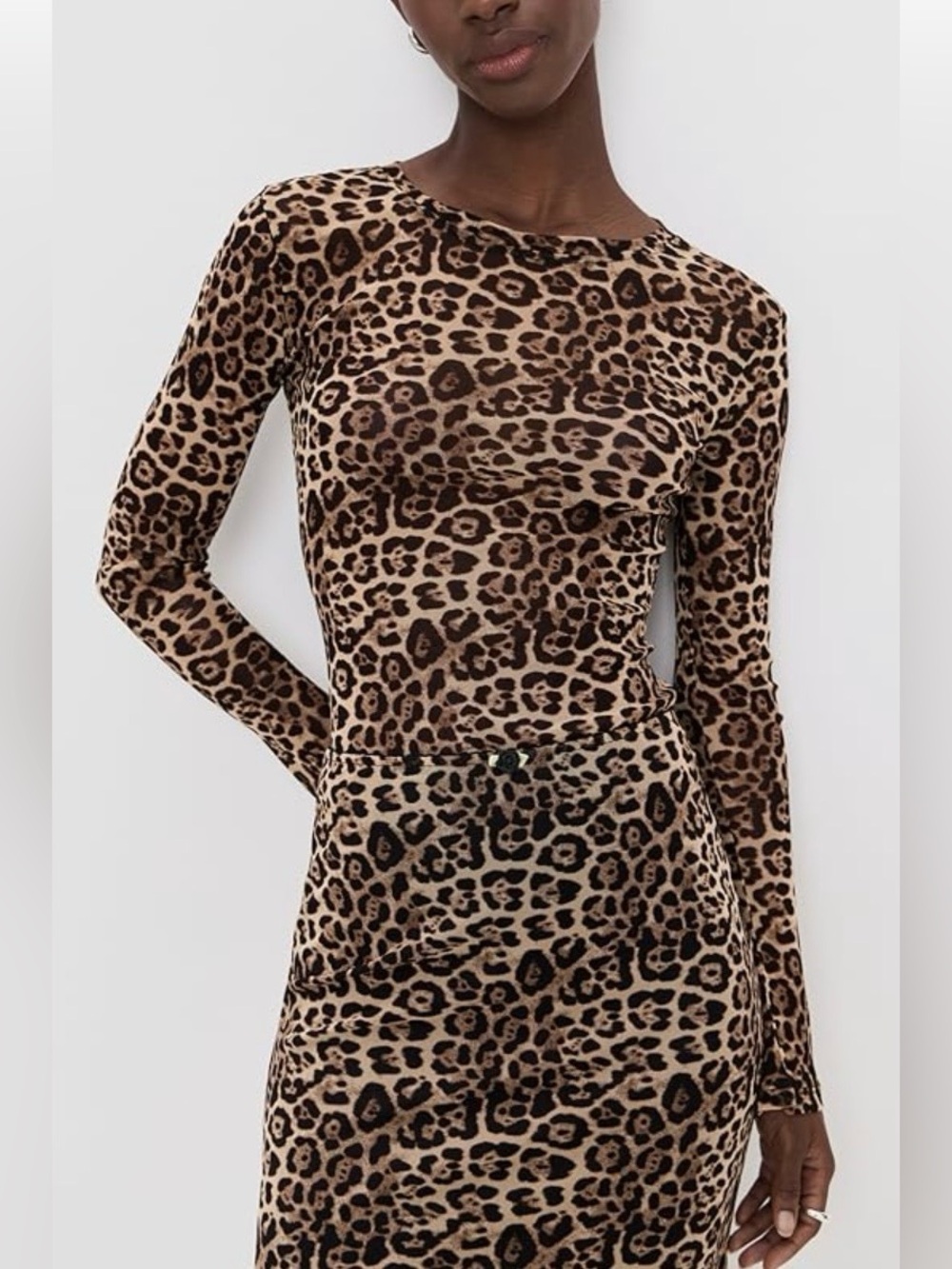 NIA Leopard Print Long Sleeve Top - Brown and Black Animal Print